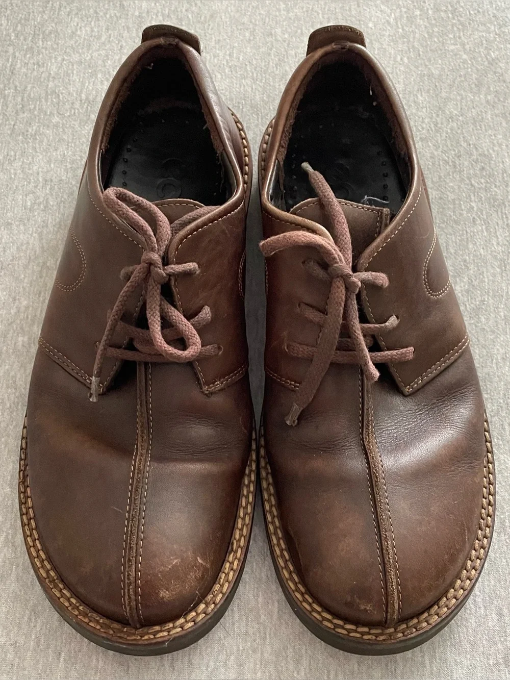 Ecco Men's Size EU 43 US 9-9.5 Brown Leather Casual Lace-Up Shoes